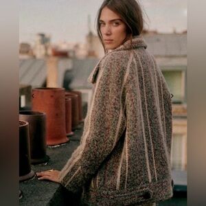 Sezane Leo Coat in Multicolor Stripes size FR 36, US 4 or Small